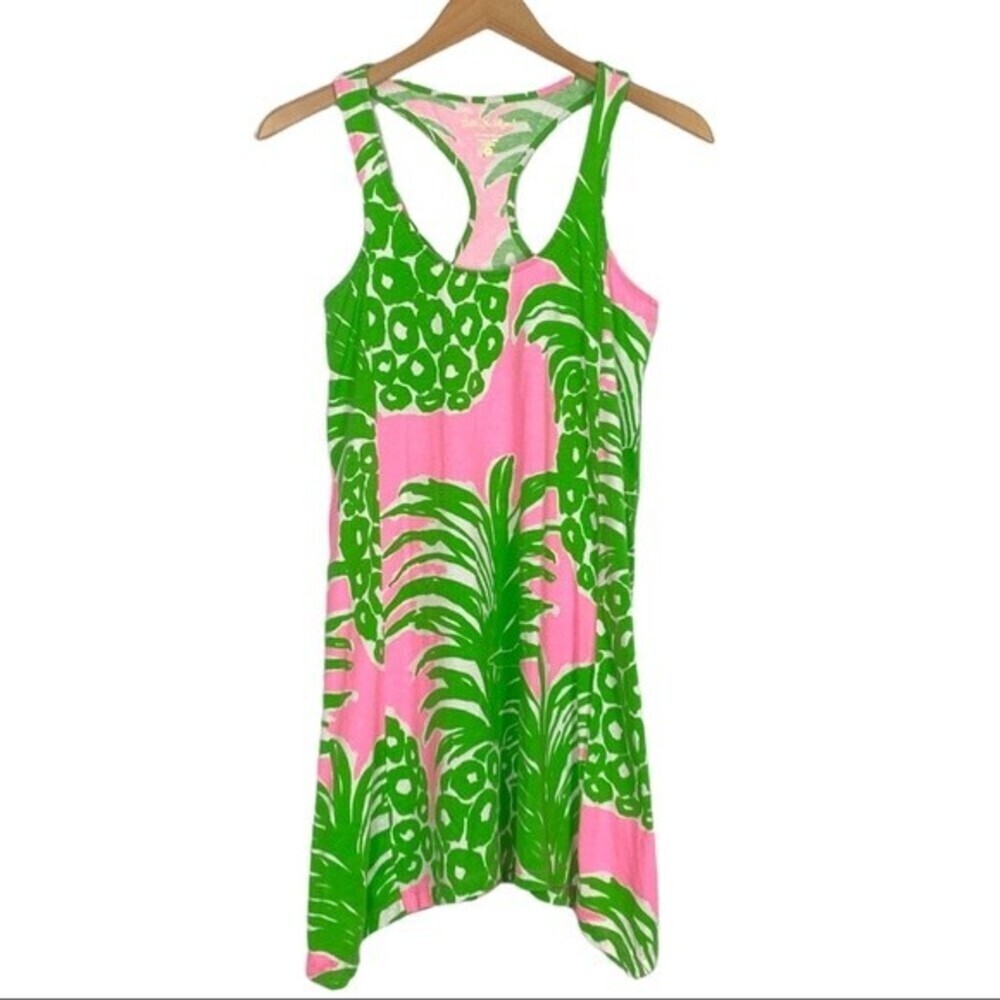 Lilly Pulitzer Flamenco dress womens tank hot pink pineapples summer Sz XS